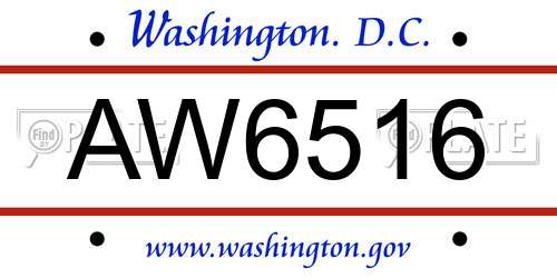 AW6516 District Of Columbia License Plate