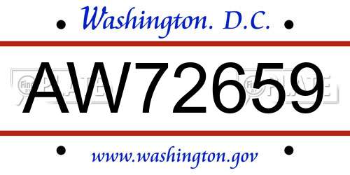 AW72659 District Of Columbia License Plate