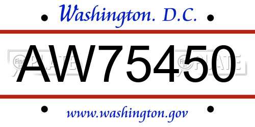 AW75450 District Of Columbia License Plate