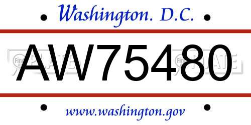 AW75480 District Of Columbia License Plate