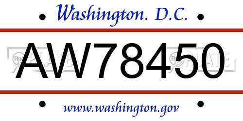 AW78450 District Of Columbia License Plate