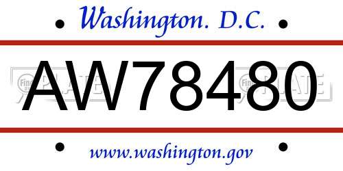 AW78480 District Of Columbia License Plate