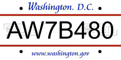 AW7B480 District Of Columbia License Plate