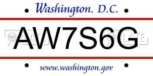 AW7S6G District Of Columbia License Plate
