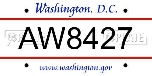 AW8427 District Of Columbia License Plate