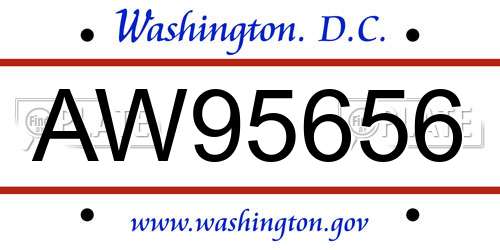 AW95656 District Of Columbia License Plate