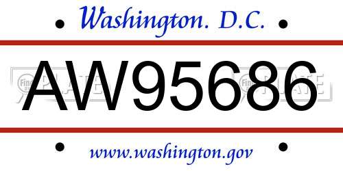AW95686 District Of Columbia License Plate