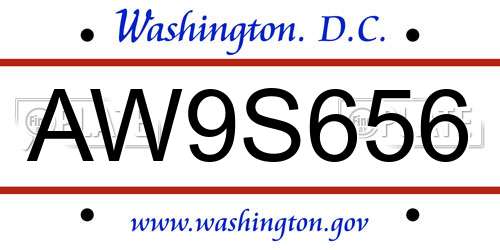 AW9S656 District Of Columbia License Plate