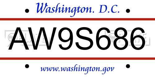 AW9S686 District Of Columbia License Plate