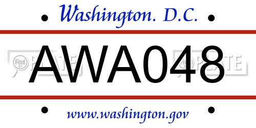 AWA048 District Of Columbia License Plate