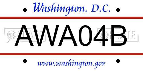 AWA04B District Of Columbia License Plate