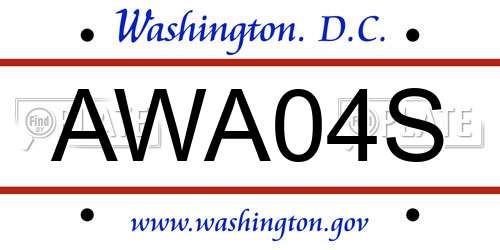 AWA04S District Of Columbia License Plate