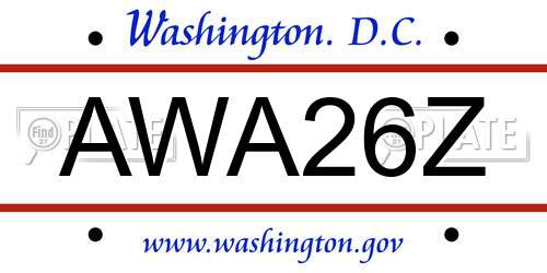 AWA26Z District Of Columbia License Plate