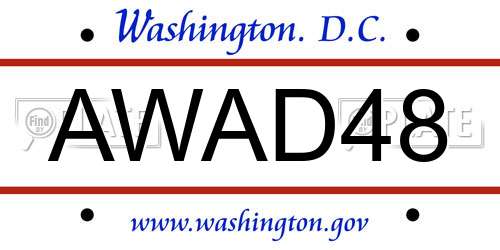 AWAD48 District Of Columbia License Plate