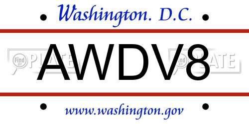 AWDV8 District Of Columbia License Plate