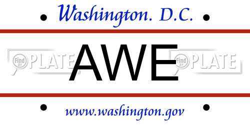 AWE District Of Columbia License Plate