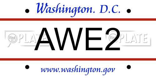 AWE2 District Of Columbia License Plate