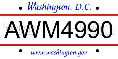 AWM4990 District Of Columbia License Plate