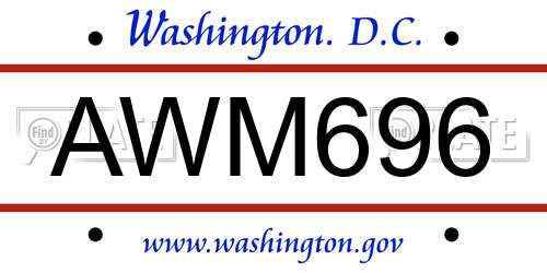AWM696 District Of Columbia License Plate