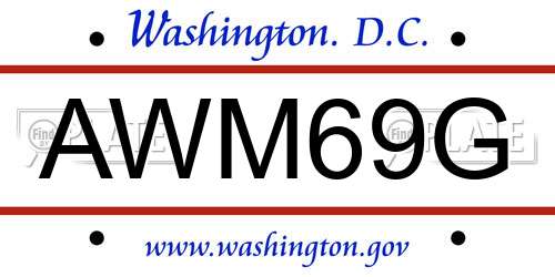 AWM69G District Of Columbia License Plate