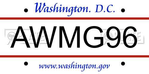 AWMG96 District Of Columbia License Plate