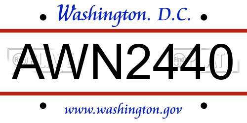 AWN2440 District Of Columbia License Plate