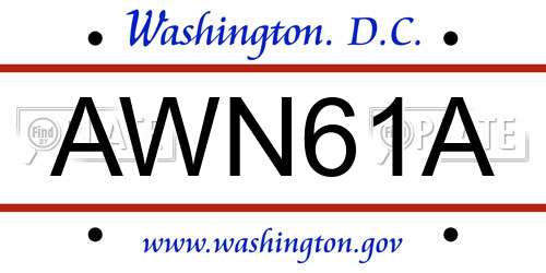 AWN61A District Of Columbia License Plate