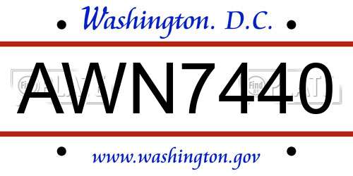 AWN7440 District Of Columbia License Plate