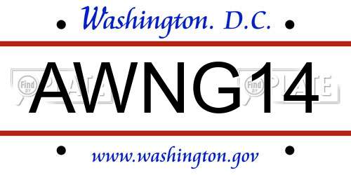 AWNG14 District Of Columbia License Plate