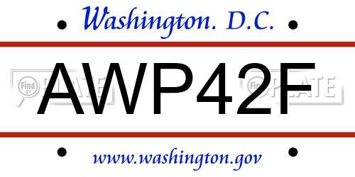 AWP42F District Of Columbia License Plate
