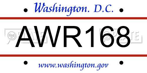 AWR168 District Of Columbia License Plate