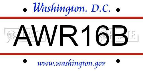 AWR16B District Of Columbia License Plate