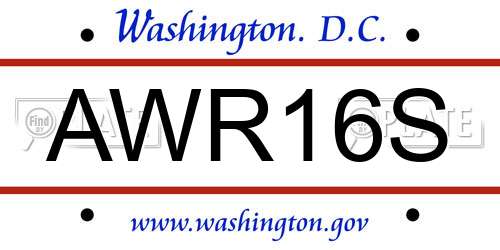 AWR16S District Of Columbia License Plate