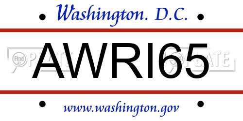 AWRI65 District Of Columbia License Plate