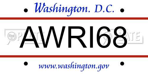AWRI68 District Of Columbia License Plate