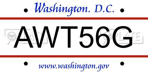 AWT56G District Of Columbia License Plate