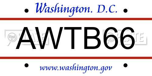 AWTB66 District Of Columbia License Plate