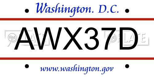AWX37D District Of Columbia License Plate