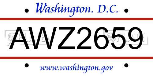 AWZ2659 District Of Columbia License Plate