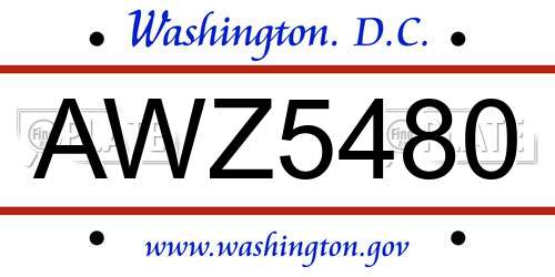 AWZ5480 District Of Columbia License Plate