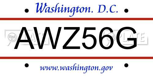 AWZ56G District Of Columbia License Plate
