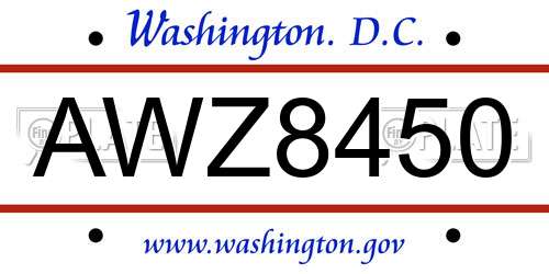 AWZ8450 District Of Columbia License Plate