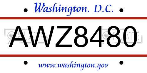 AWZ8480 District Of Columbia License Plate
