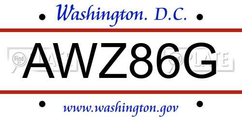 AWZ86G District Of Columbia License Plate