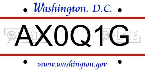 AX0Q1G District Of Columbia License Plate