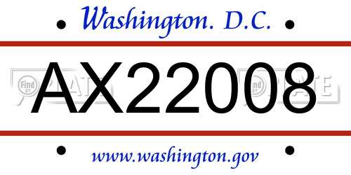 AX22008 District Of Columbia License Plate