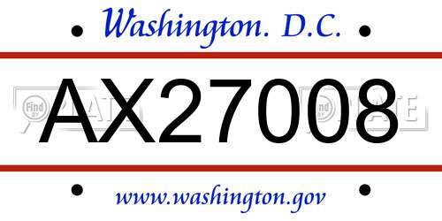AX27008 District Of Columbia License Plate