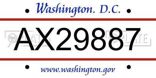 AX29887 District Of Columbia License Plate