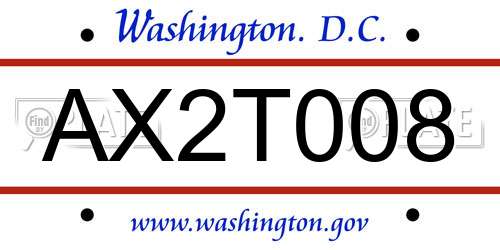 AX2T008 District Of Columbia License Plate