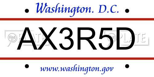 AX3R5D District Of Columbia License Plate